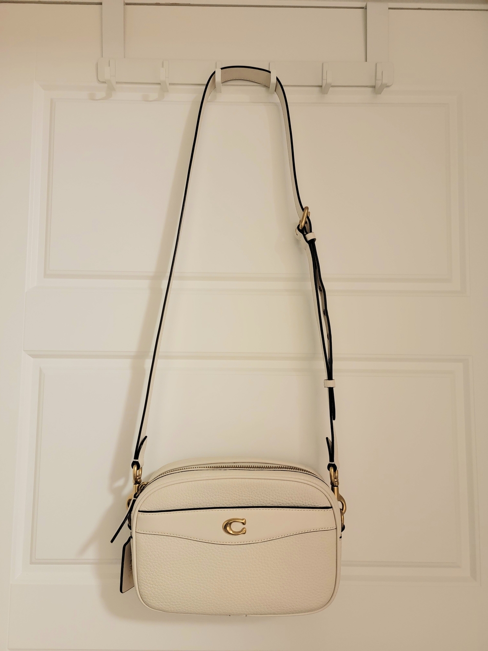 Coach Pebbled Leather Camera Bag in Cream